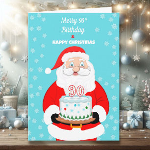 Happy Merry 90th Birthday Christmas Santa Card