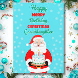 Happy Merry Birthday Christmas Santa Granddaughter Card<br><div class="desc">Celebrate your granddaughter’s Christmas birthday with a card that sparkles with joy! Santa Claus carries a festive birthday cake,  bringing together the magic of Christmas and the happiness of her special day. A cheerful way to show your granddaughter how loved she is during this holiday season.</div>