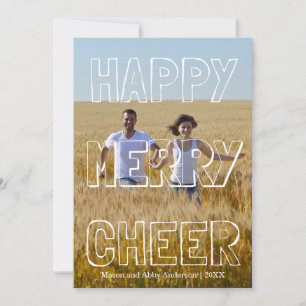 Happy Merry Cheer White Block - Christmas Card