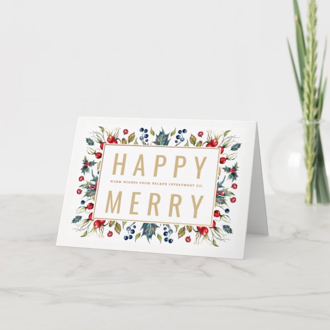 Happy Merry Corporate Holiday Greeting Card (Front)