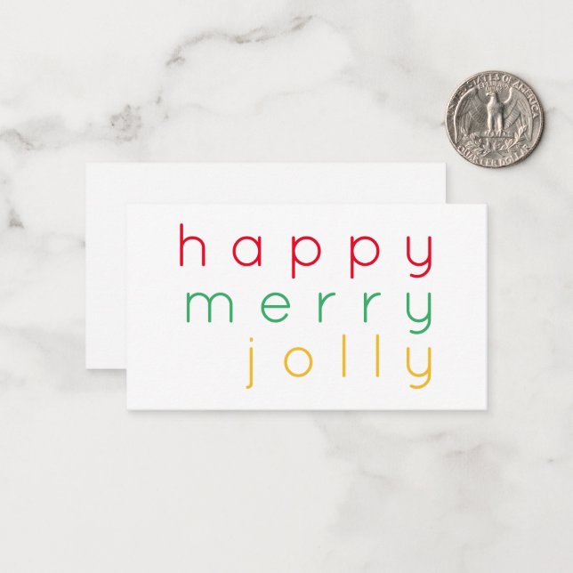 HAPPY MERRY JOLLY 3.5x2 Flat Note Card (Front/Back In Situ)