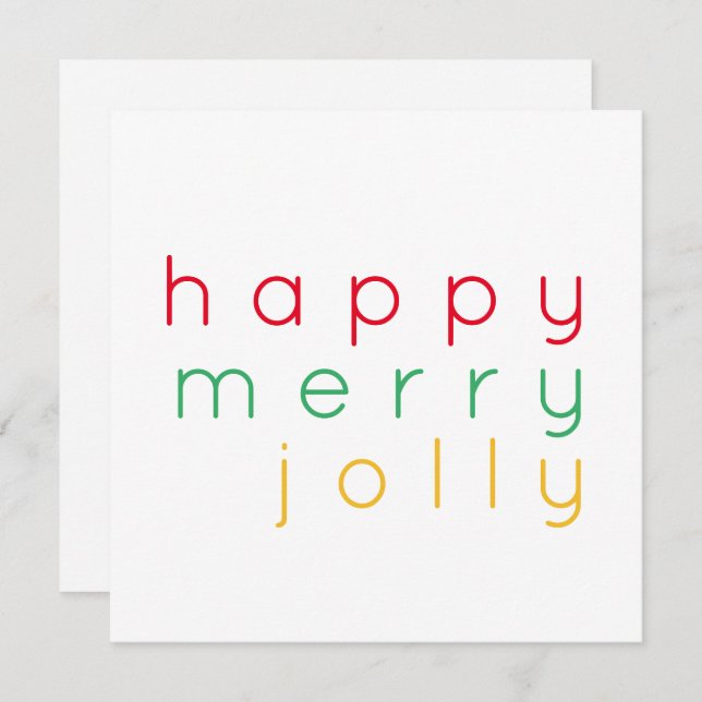 HAPPY MERRY JOLLY 5.25 Square Flat Card (Front/Back)