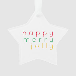 HAPPY MERRY JOLLY Acrylic Star Ornament