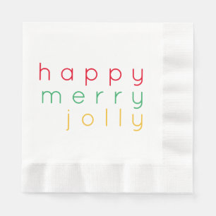 HAPPY MERRY JOLLY Coined Luncheon Paper Napkins