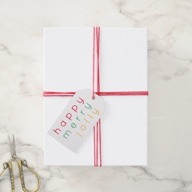 HAPPY MERRY JOLLY Gift Tags (With Twine)