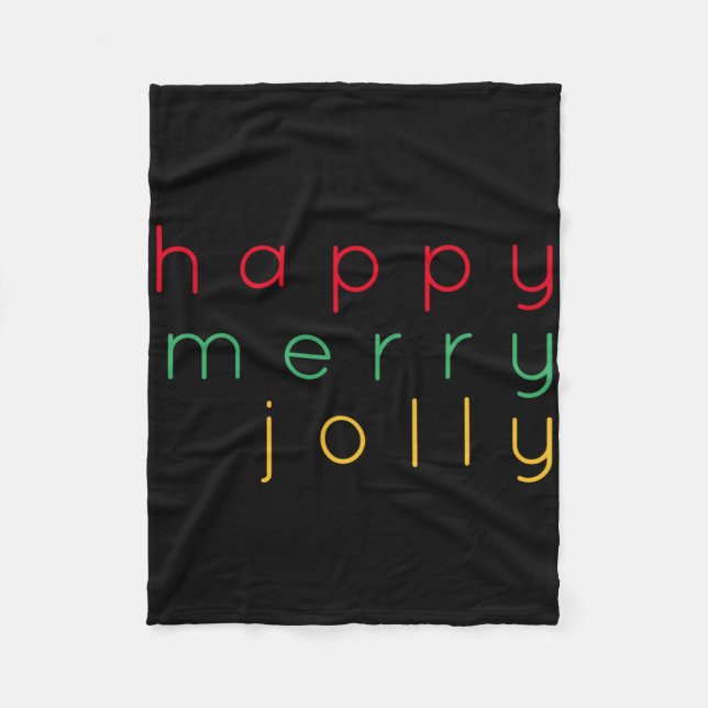 Happy Merry Jolly Girls T Shirt  Fleece Blanket (Front)