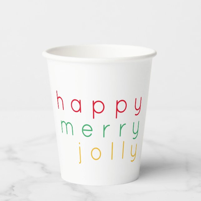 HAPPY MERRY JOLLY Paper Cups (Front)
