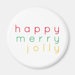 HAPPY MERRY JOLLY Round Magnet