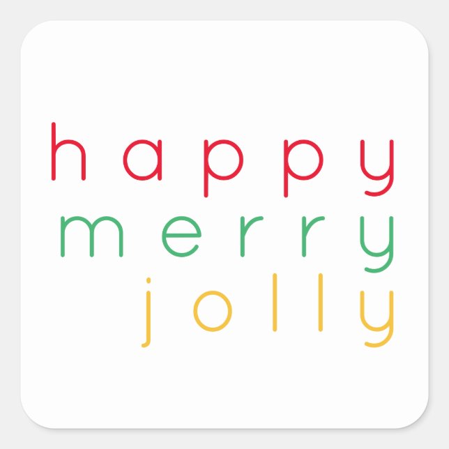 HAPPY MERRY JOLLY Small Square Stickers (Front)