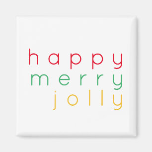 HAPPY MERRY JOLLY Square Magnet