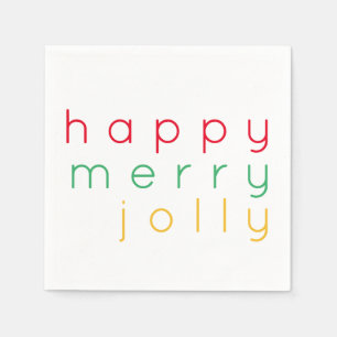 HAPPY MERRY JOLLY Standard Cocktail Paper Napkins
