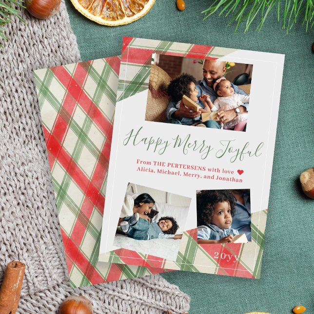 Happy Merry Joyful Christmas family collage modern Holiday Card (Creator Uploaded)