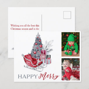 Happy Merry Kids Family Photo Christmas Holiday  Postcard