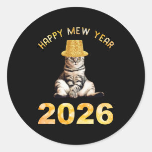 Happy Mew Year 2026 Classic Round Sticker