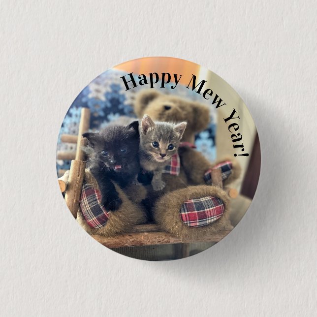 Happy Mew Year - Cat Button (Front)