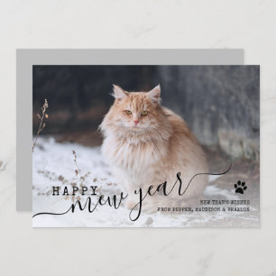Happy Mew Year Cat Photo New Years Holiday Card