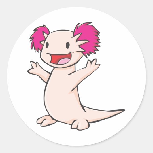 Happy Mexican Axolotl Cartoon Classic Round Sticker Zazzle Com Au