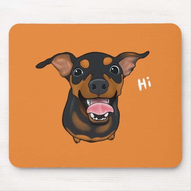 Happy Min Pin Miniature Pinscher Dog Mousepad (Front)