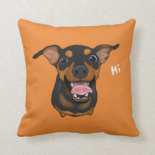Happy Min Pin Miniature Pinscher Throw Pillow