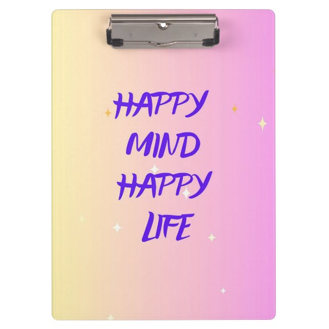 Happy Mind Clipboard – Motivational & Office Decor (Front)