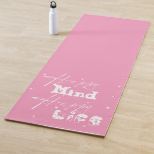 Happy Mind Happy Life Cute Yoga Mat