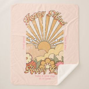 Happy Mind Happy Life Hippy Groovy Vibes Sherpa Blanket
