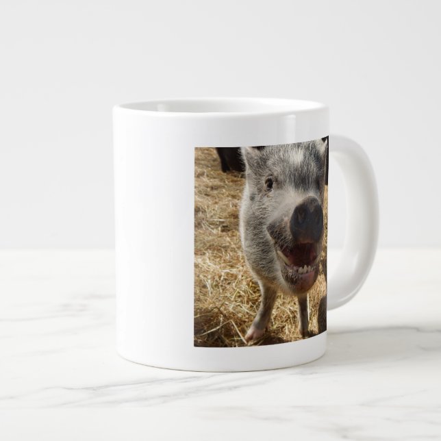 Happy Mini Pig Jumbo Mug (Front Right)