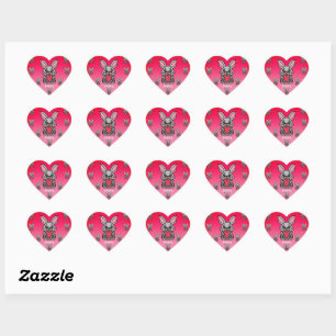Happy Minimalist Bunny with a Heart Love Sticker