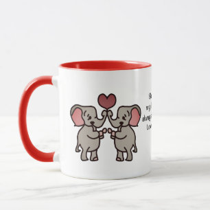 Happy Minimalist Elephants with a Heart Love Mug