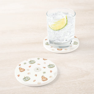 Happy Mint Pumpkins Acorns Leaves Coaster