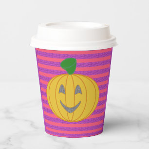 Happy Modern Big Orange Pumpkin Halloween Paper Cups