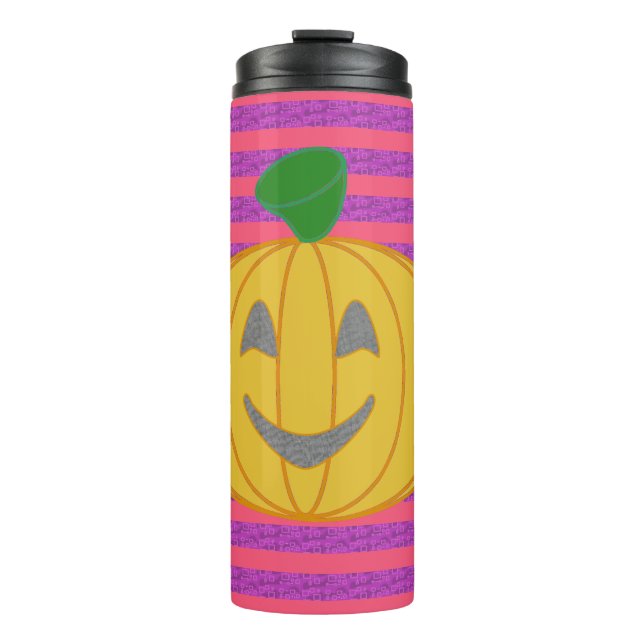 Happy Modern Big Orange Pumpkin Halloween Thermal Tumbler (Front)
