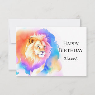 Happy Modern Boho Lion Birthday Card