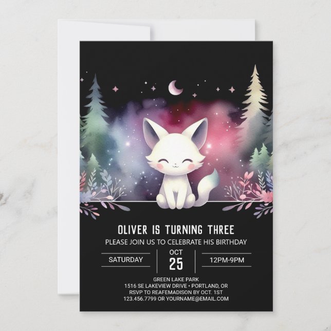 Happy Modern Cat Birthday Invitation (Front)