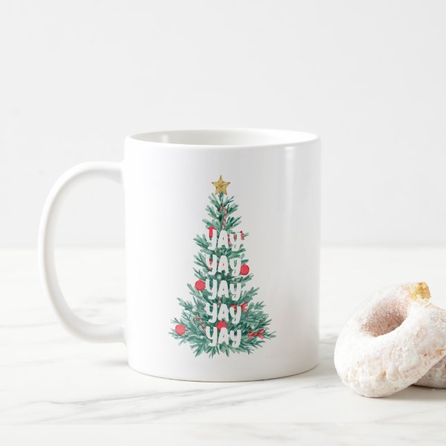 Happy Modern Christmas Wedding Day Yay Coffee Mug (With Donut)