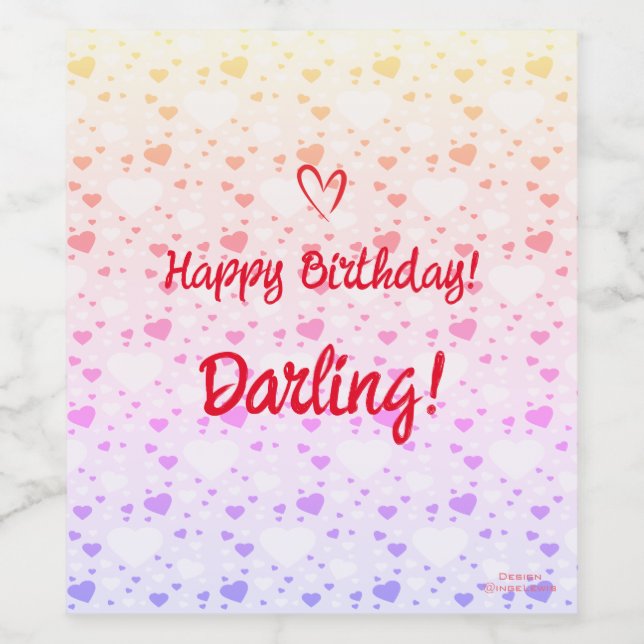 Happy Modern Hearts Customise Love Wine Label (Single Label)