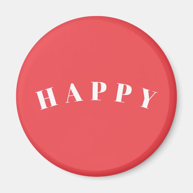 HAPPY | Modern Simple Typography Word Art Magnet (Front)