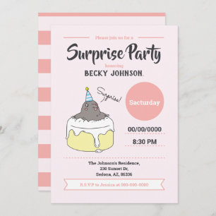 Happy Mole Surprise Birthday Party, Peach Pink Invitation