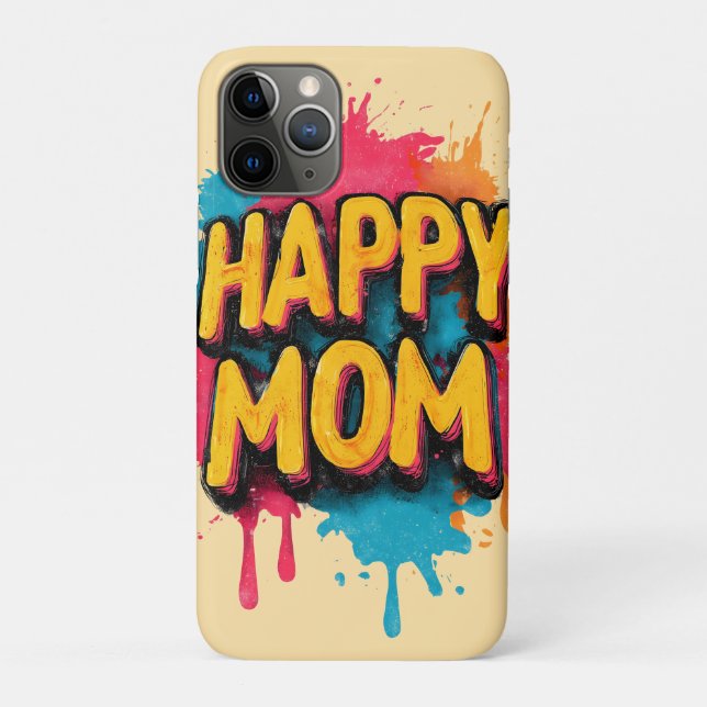 Happy Mom Text with Bright Paint Splatters Case-Mate iPhone Case (Back)