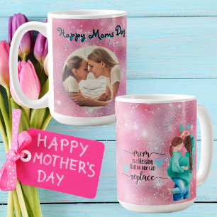 Happy Moms Day Glitter Photo Mug Mothers Day Gift