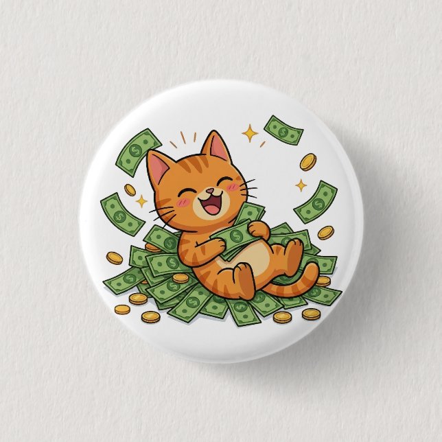 Happy Money Cat Button (Front)