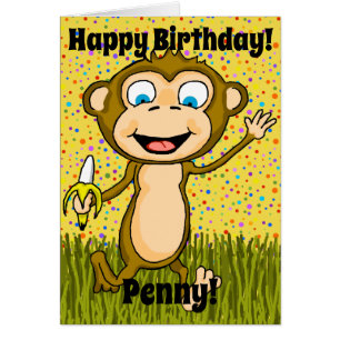 Happy Monkey Birthday Card