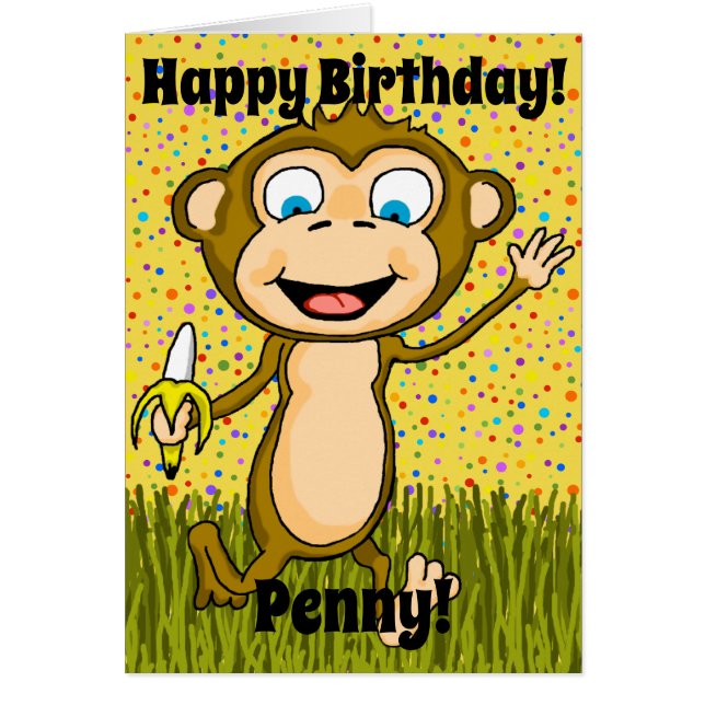 Happy Monkey Birthday Card (Front)