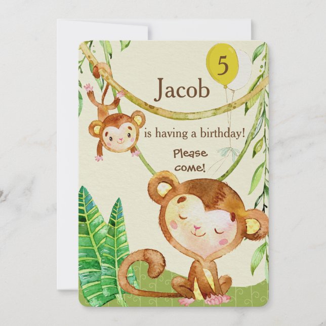 Happy Monkey Birthday Invite (Front)