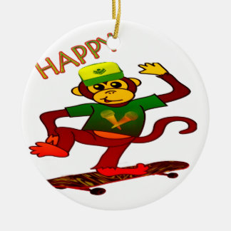 happy Monkey Ceramic Tree Decoration