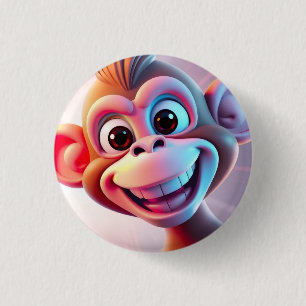 Happy Monkey Jungle Vibes 3 Cm Round Badge
