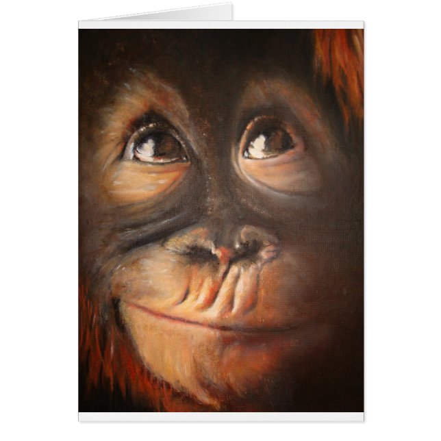 Happy Monkey Smiling Oil Painting Orangutan (Front)