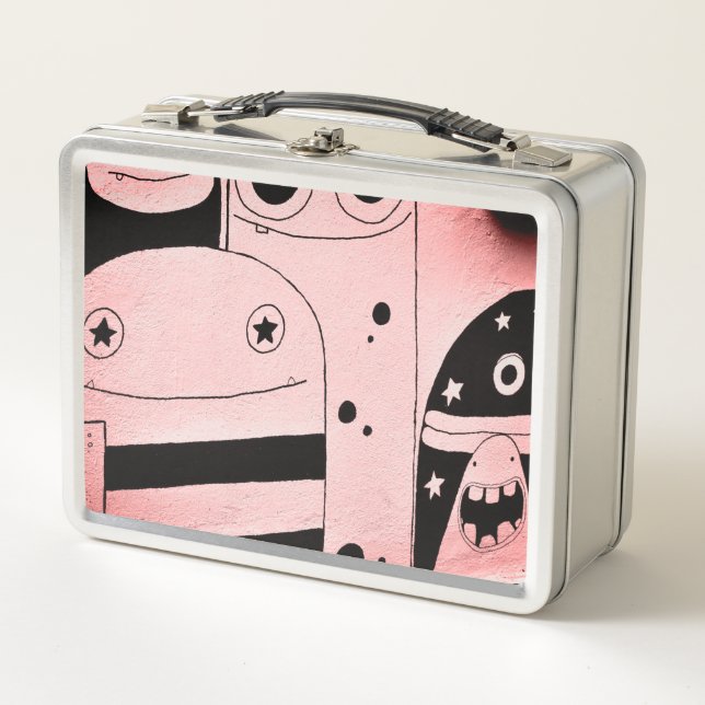 HAPPY MONSTER GRAFFITI DIY INITIAL Metal Lunchbox (Front)