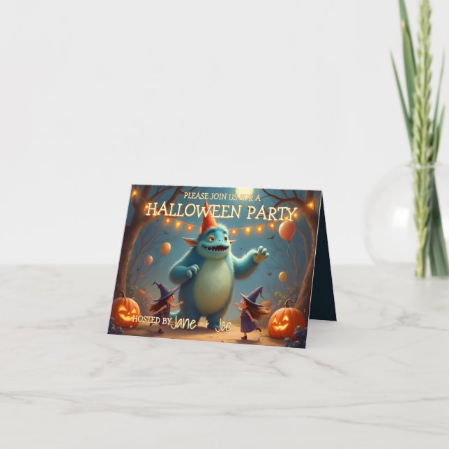 Happy Monster Halloween Party for Kids Card (Front)
