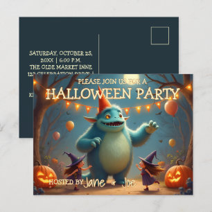 Happy Monster Halloween Party for Kids Holiday Postcard